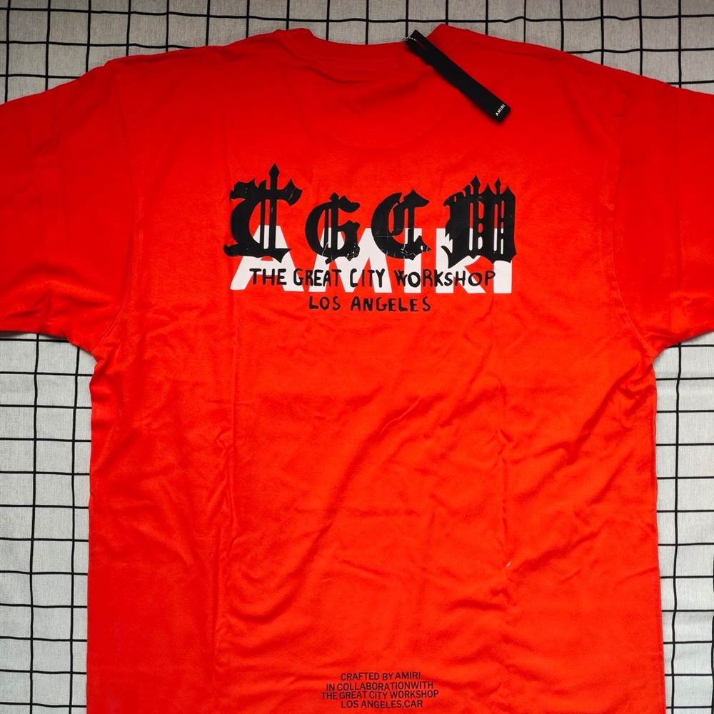 AMIRI Bright Orange Short Sleeve Logo Tee - Picture 2 of 7